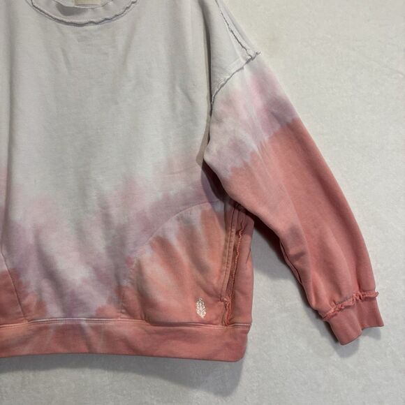 FP Movement Free People Pink Ombré Crew Oversized Sweatshirt Pockets Size Small - Picture 6 of 16